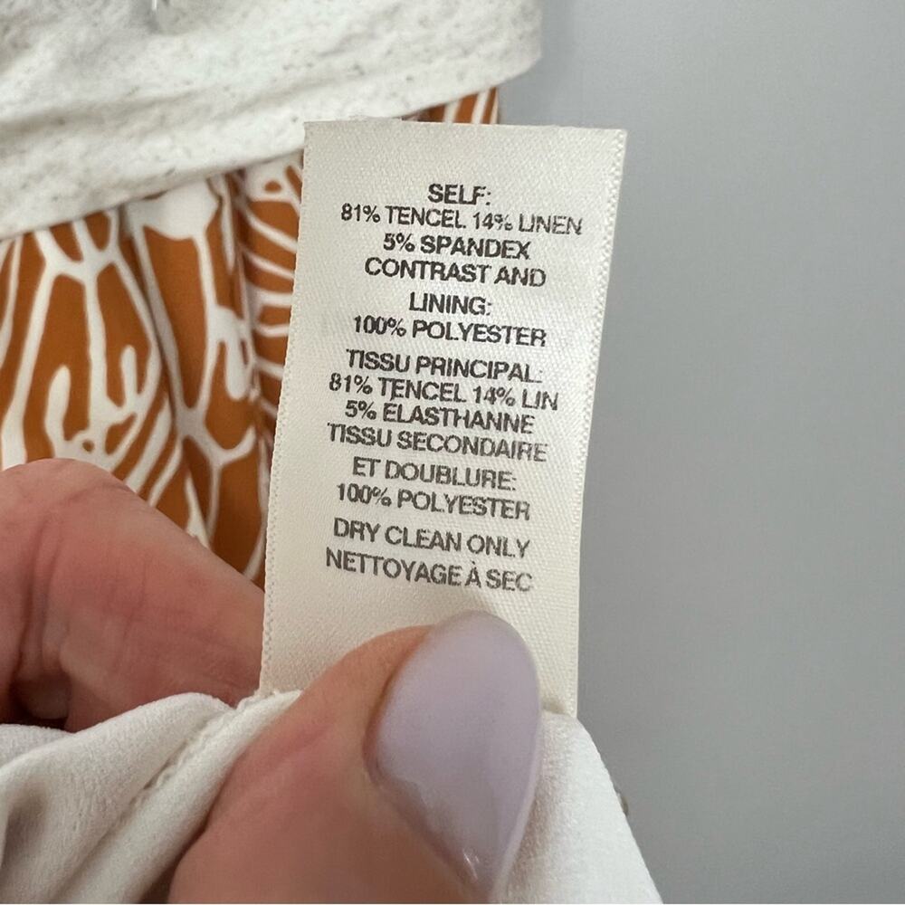 NWT anthro Amadi Lola Cross Wrap Dress sz M Cream Orange Nursing Tencil Linen - Picture 6 of 8